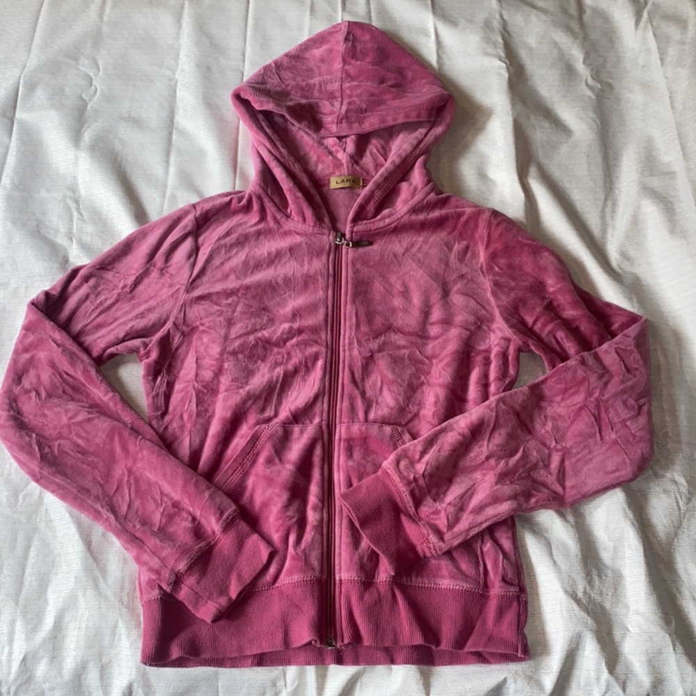Pink velour track suit jacket y2k